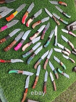 Lot Of 20pcs, 8'' Inch Skinner Knife Hand Forged Damascus Steel