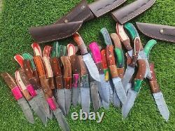 Lot Of 20pcs, 8'' Inch Skinner Knife Hand Forged Damascus Steel