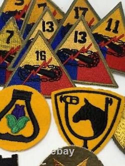 Lot Of 25 Ww2 Us Army Cavalry & Armored Division Patches Original