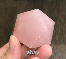 Lot Of 3 Large Rose Quartz Sacred Geometry Cube Octahedron Icosahedron Reiki