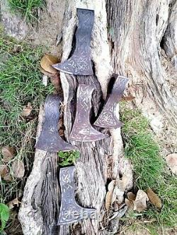 Lot Of 5 MDM Engraved Vintage Hatchet Axe Hand Ancient Medieval Battle Axe Head