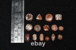 Lot Sale 15 Etched Carnelian Dzi Stone Beads with Stripes over 1500 years Old