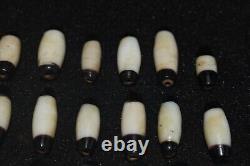 Lot Sale 28 Ancient Agate Stone Chungzi Dzi Beads with Stripes in Good Condition