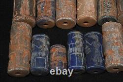 Lot Sale 35 Ancient Lapis Lazuli Stone Cylinder Seal Bead Amulets 2300-3000 BCE