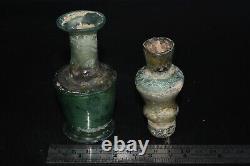 Lot Sale 4 Ancient Roman Glass Bottle & Vessels Circa 1st 4th Century AD
