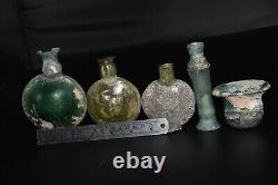 Lot Sale 5 Genuine Ancient Roman Glass Bottles used for perfumes and Medicines
