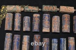 Lot Sale 70 Ancient Lapis Lazuli Stone Cylinder Seal Bead Amulets 2300-3000 BCE