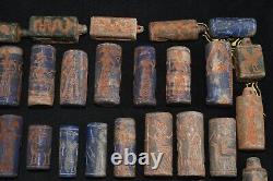 Lot Sale 70 Ancient Lapis Lazuli Stone Cylinder Seal Bead Amulets 2300-3000 BCE