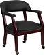 Lot Of 10 Black Top Grain Traditional Poker Table Chairs