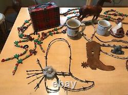 Lot of 21 Western Americana Decor, Garland, Cowboy, Lamp, Mug, Horse, TeePees