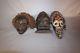 Lot Of 3 Hand Carved African Chokwe Masks Angola