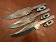 Lot Of 3 Handmade Damascus Steel Blank Blade-with Guard-knife Making-kling-b35