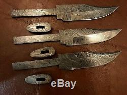 Lot of 3 Handmade Damascus Steel Blank Blade-with guard-Knife making-Kling-B35