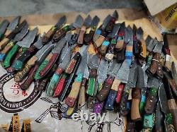 Lot of 50 Custom Handmade Damascus Steel 8 Full Tang Skinner Hunting Knifes USA