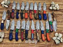 Lot of 50 Custom Handmade Damascus Steel 8 Full Tang Skinner Hunting Knifes USA