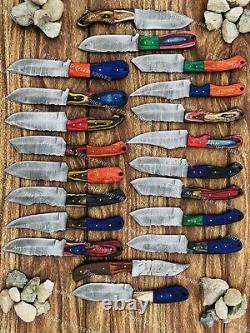 Lot of 50 Custom Handmade Damascus Steel 8 Full Tang Skinner Hunting Knifes USA