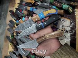 Lot of 50 Custom Handmade Damascus Steel 8 Full Tang Skinner Hunting Knifes USA