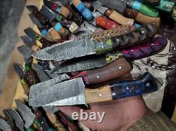 Lot of 50 Custom Handmade Damascus Steel 8 Full Tang Skinner Hunting Knifes USA
