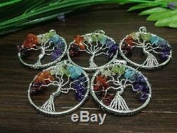 Lot of 50 Seven Chakra Tree of Life Pendants Stone Pendants PD2