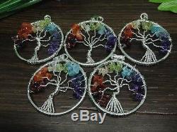 Lot of 50 Seven Chakra Tree of Life Pendants Stone Pendants PD2