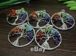 Lot of 50 Seven Chakra Tree of Life Pendants Stone Pendants PD2
