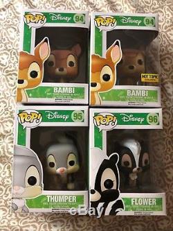 Lot of 5 Funko Pops Bambi Flower and Thumper Flocked Disney Treasures Hot Topic