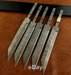 Lot of 5 Handmade Pattern Welded Damascus Steel Saxo Blank Blade-Knife-B44