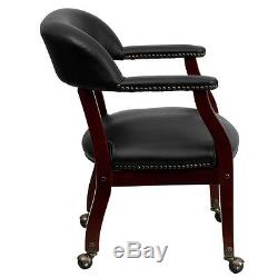 Lot of 6 Black Vinyl Traditional Poker Table Chairs