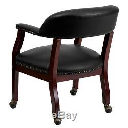 Lot of 6 Black Vinyl Traditional Poker Table Chairs