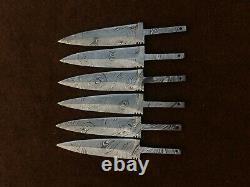 Lot of 6 Handmade Damascus Carbon Steel Sgian Dubh Blank Blades Knife making