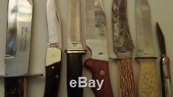 Lot of Used Vintage Bowie and other Knives Buck, Schrade, Hanson, Tramontina