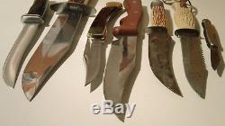Lot of Used Vintage Bowie and other Knives Buck, Schrade, Hanson, Tramontina