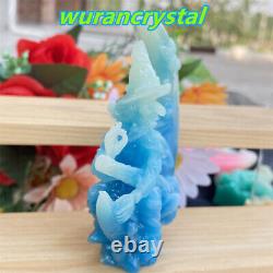 Luminous stone Quartz Crystal Carved Witch Point moon Skull Halloween Wholesale