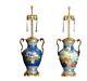 Marbro Cloisonne Blue Table Lamps, Pair, Chinese Asian Hollywood Regency Style