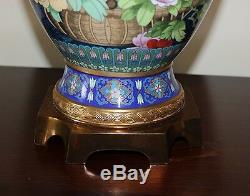 MARBRO Cloisonne Blue Table Lamps, PAIR, Chinese Asian Hollywood Regency Style