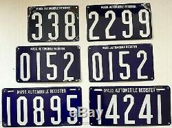 MASS. AUTOMOBILE REGISTER license plates 1903-1906 SIX MA Massachusetts