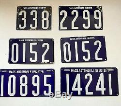 MASS. AUTOMOBILE REGISTER license plates 1903-1906 SIX MA Massachusetts