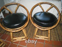 MID Century Modern Bentwood Bamboo Swivel4 Black Chairs Set Of 4