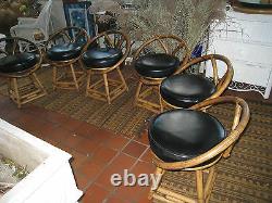 MID Century Modern Bentwood Bamboo Swivel4 Black Chairs Set Of 4