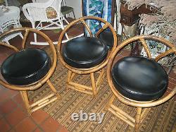 MID Century Modern Bentwood Bamboo Swivel4 Black Chairs Set Of 4