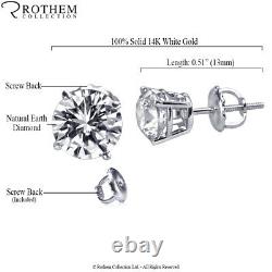 MSRP $3,450 Single Diamond Earring Stud 0.95 Karat I2 White Gold 53531324