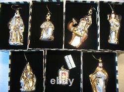 Mackenzie Childs Set of 7 Nativity Glass Christmas Ornaments Mary Joseph Kings