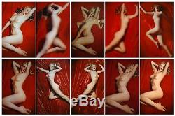 Marilyn Monroe Nude Red Velvet Original Vintage 10 Photographs Lot From Negative