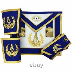 Masonic Blue Lodge Master Mason Apron Set Apron, Collar, Gauntlets (Cuffs)