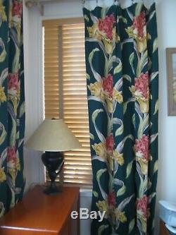 Mid Century Modern Barkcloth Curtains Drapes 4 Matching Panels 45x80 Green