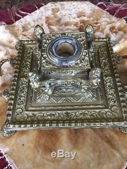 Mysterious Magical HUGE CRYSTAL BALL w Antique stand w Sphinx! Rare & unusual