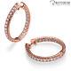 Natural 2 Ct Diamond Hoop Earrings Inside Out 1.25 In Rose Gold 0024