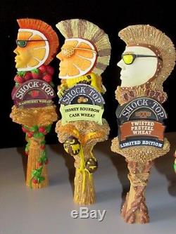 NEW 7 Shock Top Beer Tap Handle Lot Pretzel Apple Raspberry Chocolate Honey Bar