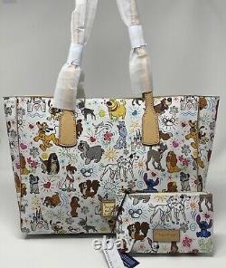 NWT GENUINE Dooney & Bourke DISNEY PAW PRINTS Dog Sketch Tote & Cosmetic Case