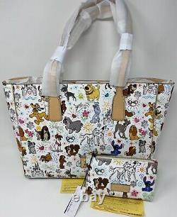 NWT GENUINE Dooney & Bourke DISNEY PAW PRINTS Dog Sketch Tote & Cosmetic Case